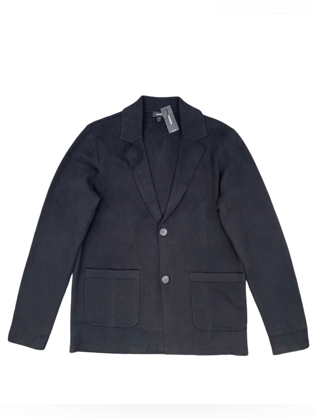 Express Knit Notched Collar Black Sweater Blazer Jacket Oversized Small NWT